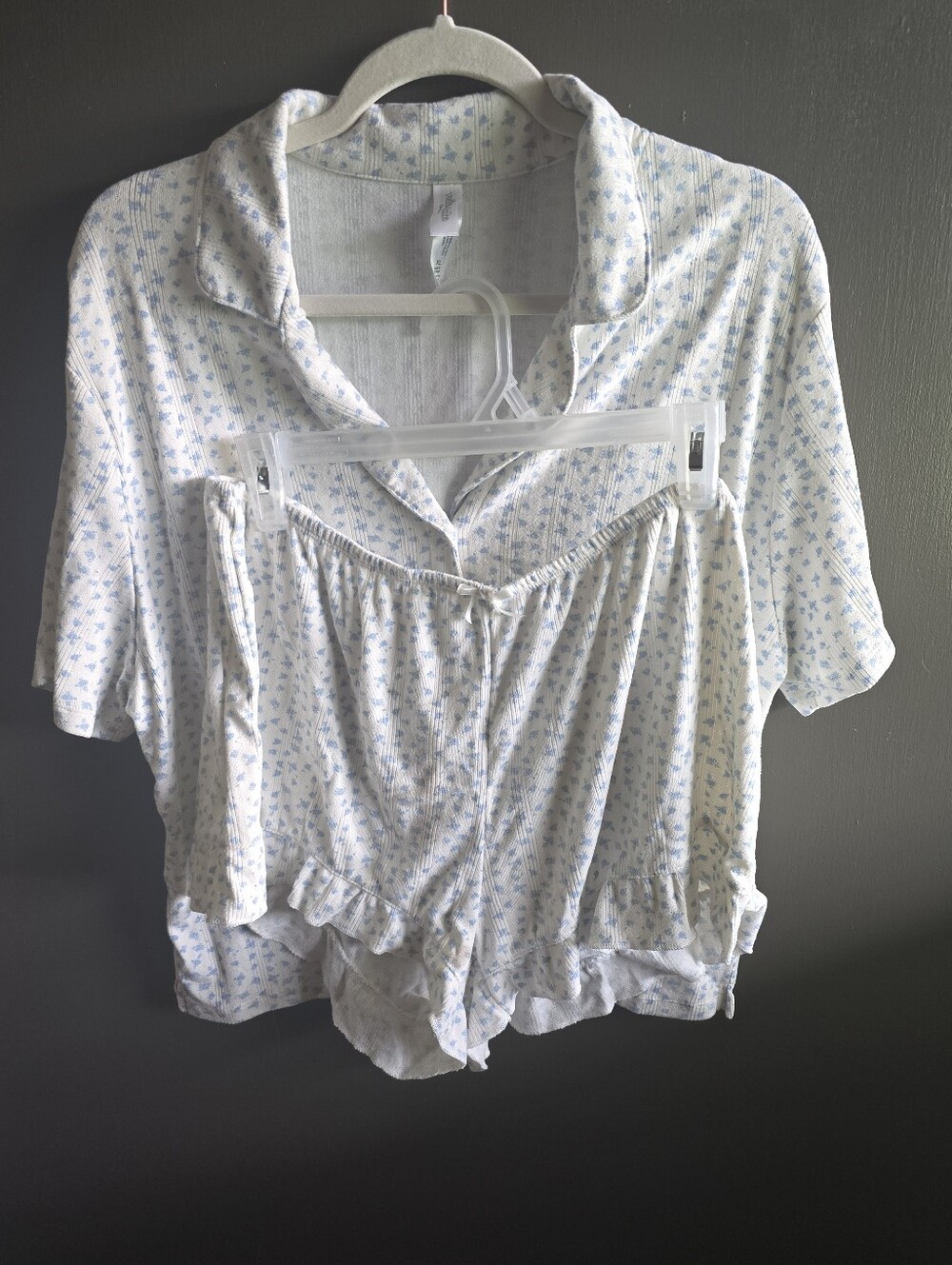 Target White and Light Blue Floral Sleep Top And Ruffle Shorts